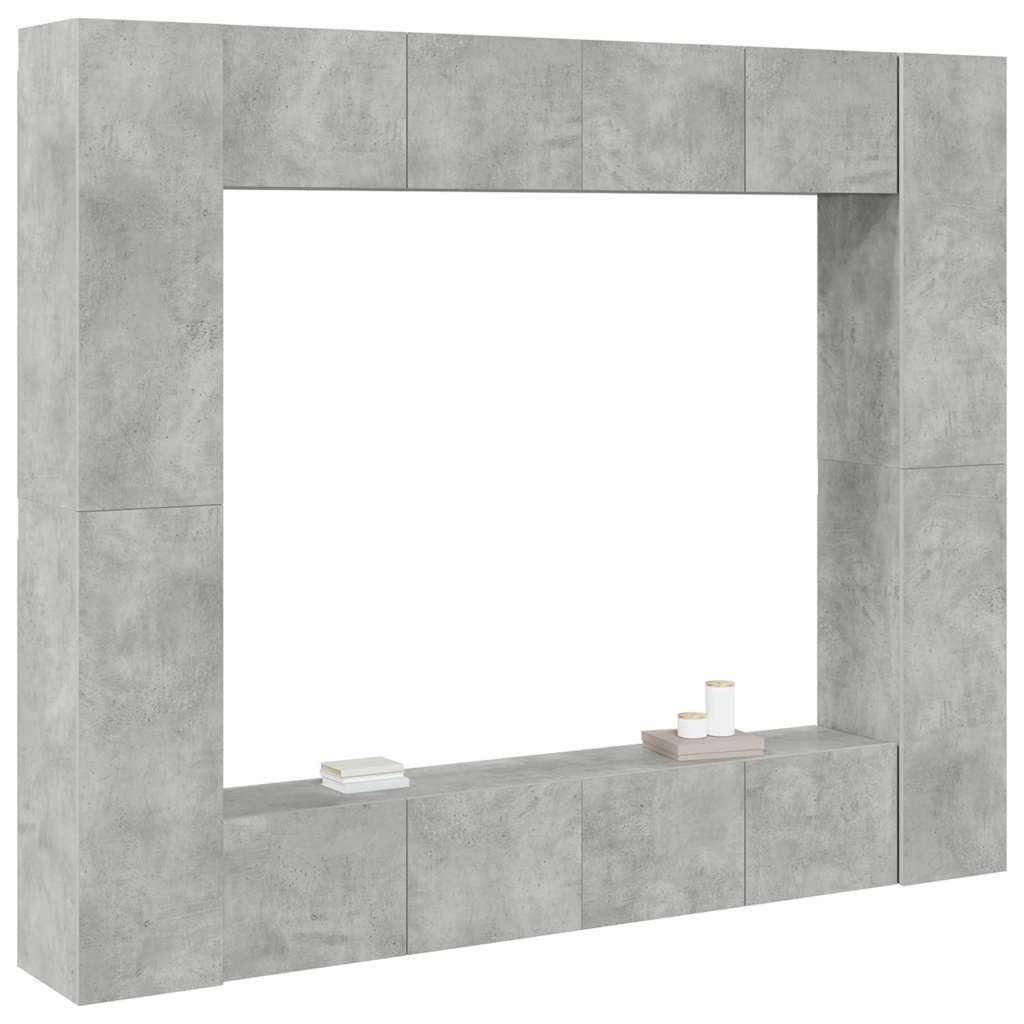 8 Piece TV Cabinet Set Concrete Grey Engineered Wood