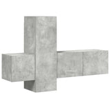 3 Piece TV Cabinet Set Concrete Grey Engineered Wood - Front View