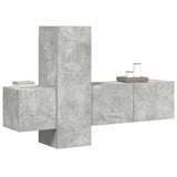 3 Piece TV Cabinet Set Concrete Grey Engineered Wood - Side View