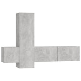 3 Piece TV Cabinet Set Concrete Grey Engineered Wood - Front View