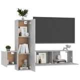 3 Piece TV Cabinet Set Concrete Grey Engineered Wood - Side View