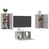 3 Piece TV Cabinet Set Concrete Grey Engineered Wood - Side View