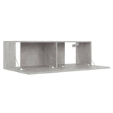 3 Piece TV Cabinet Set Concrete Grey Engineered Wood - Low Angle