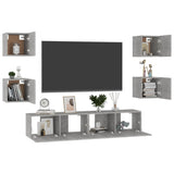 6 Piece TV Cabinet Set Concrete Grey Engineered Wood - Side View