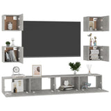 6 Piece TV Cabinet Set Concrete Grey Engineered Wood - Side View
