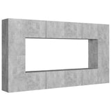 8 Piece TV Cabinet Set Concrete Grey Engineered Wood - Front View
