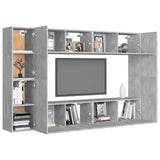 8 Piece TV Cabinet Set Concrete Grey Engineered Wood - Side View