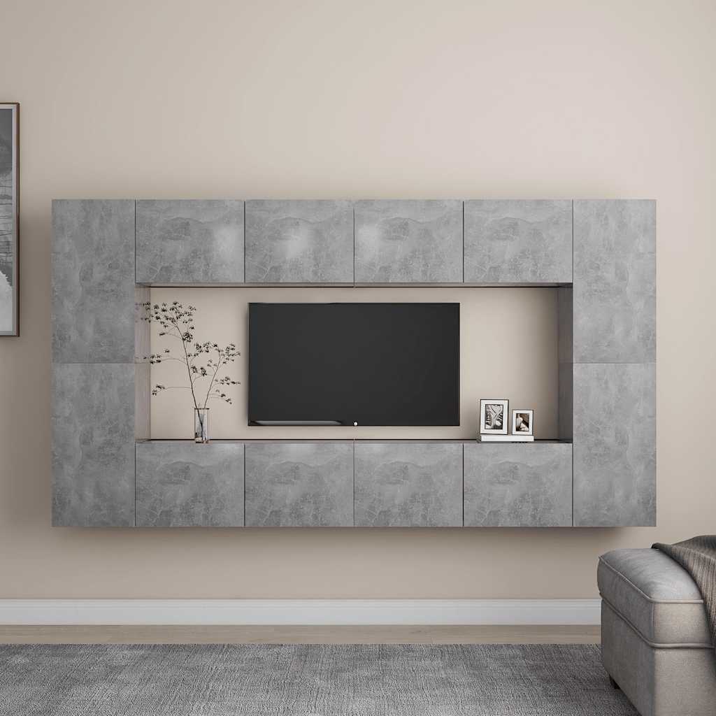 8 Piece TV Cabinet Set Concrete Grey Engineered Wood