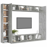 8 Piece TV Cabinet Set Concrete Grey Engineered Wood - Side View