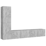 4 Piece TV Cabinet Set Concrete Grey Engineered Wood - Front View