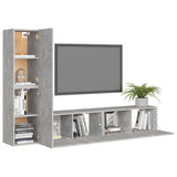 4 Piece TV Cabinet Set Concrete Grey Engineered Wood - Side View