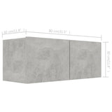 4 Piece TV Cabinet Set Concrete Grey Engineered Wood - Close-Up Angle