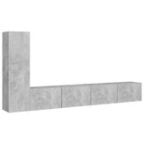 3 Piece TV Cabinet Set Concrete Grey Engineered Wood - Front View