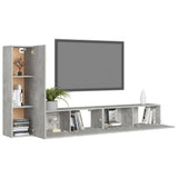 3 Piece TV Cabinet Set Concrete Grey Engineered Wood - Side View