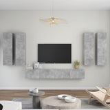 6 Piece TV Cabinet Set Concrete Grey Engineered Wood
