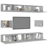 6 Piece TV Cabinet Set Concrete Grey Engineered Wood - Side View
