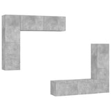 4 Piece TV Cabinet Set Concrete Grey Engineered Wood - Front View