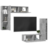 4 Piece TV Cabinet Set Concrete Grey Engineered Wood - Side View