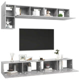 5 Piece TV Cabinet Set Concrete Grey Engineered Wood - Side View