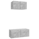 2 Piece TV Cabinet Set Concrete Grey Engineered Wood - Front View