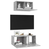 2 Piece TV Cabinet Set Concrete Grey Engineered Wood - 45-Degree Angle
