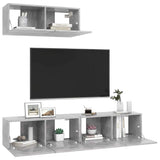 3 Piece TV Cabinet Set Concrete Grey Engineered Wood - 45-Degree Angle