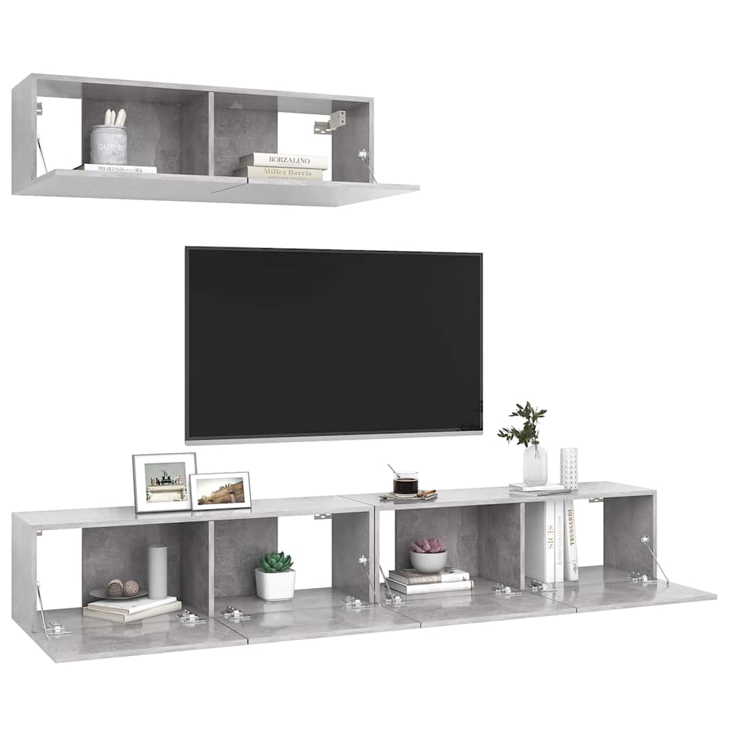3 Piece TV Cabinet Set Concrete Grey Engineered Wood