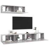 3 Piece TV Cabinet Set Concrete Grey Engineered Wood - Top-Down View