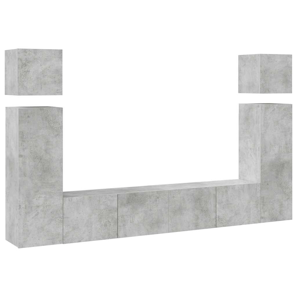 8 Piece TV Cabinet Set Concrete Grey Engineered Wood