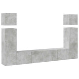 8 Piece TV Cabinet Set Concrete Grey Engineered Wood - Front View
