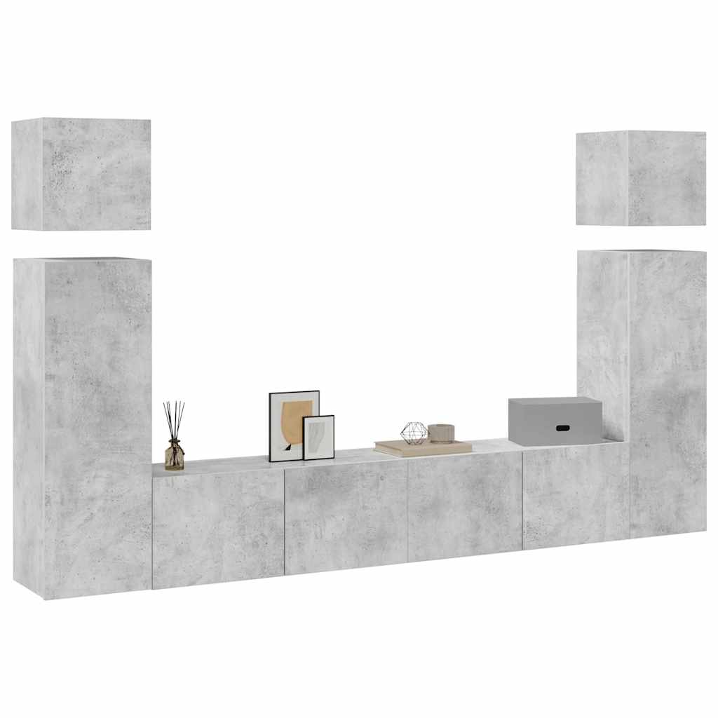 8 Piece TV Cabinet Set Concrete Grey Engineered Wood