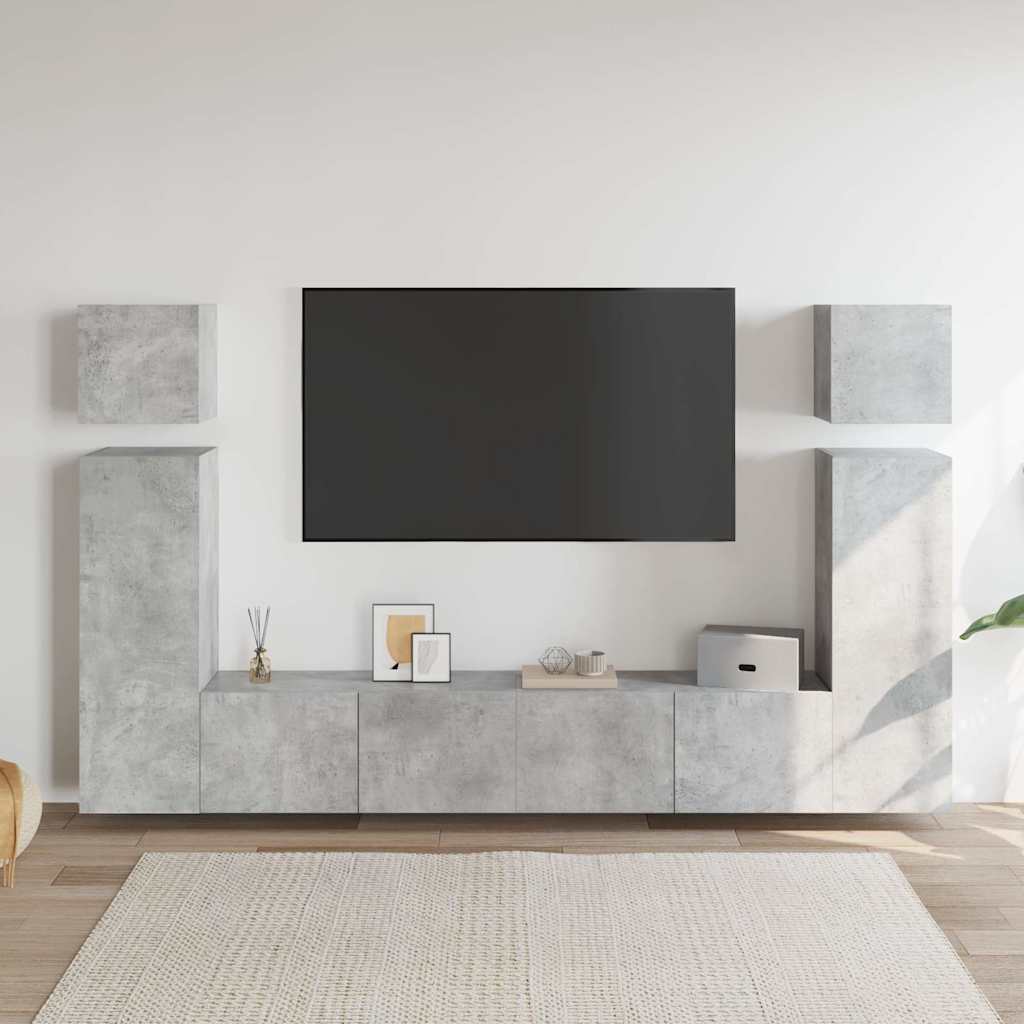 8 Piece TV Cabinet Set Concrete Grey Engineered Wood