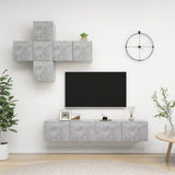 7 Piece TV Cabinet Set Concrete Grey Engineered Wood