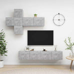 7 Piece TV Cabinet Set Concrete Grey Engineered Wood