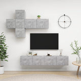 7 Piece TV Cabinet Set Concrete Grey Engineered Wood