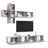 7 Piece TV Cabinet Set Concrete Grey Engineered Wood - Side View