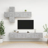 7 Piece TV Cabinet Set Concrete Grey Engineered Wood