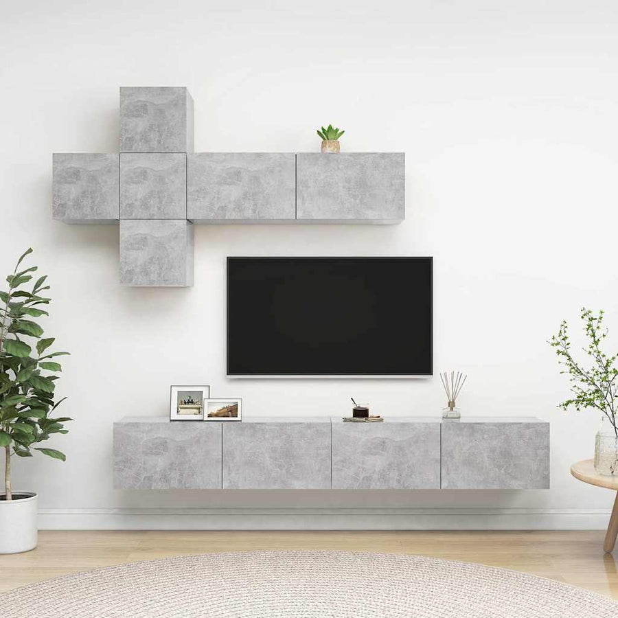 7 Piece TV Cabinet Set Concrete Grey Engineered Wood