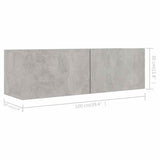 4 Piece TV Cabinet Set Concrete Grey Engineered Wood - Close-Up Angle