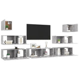 7 Piece TV Cabinet Set Concrete Grey Engineered Wood - Side View