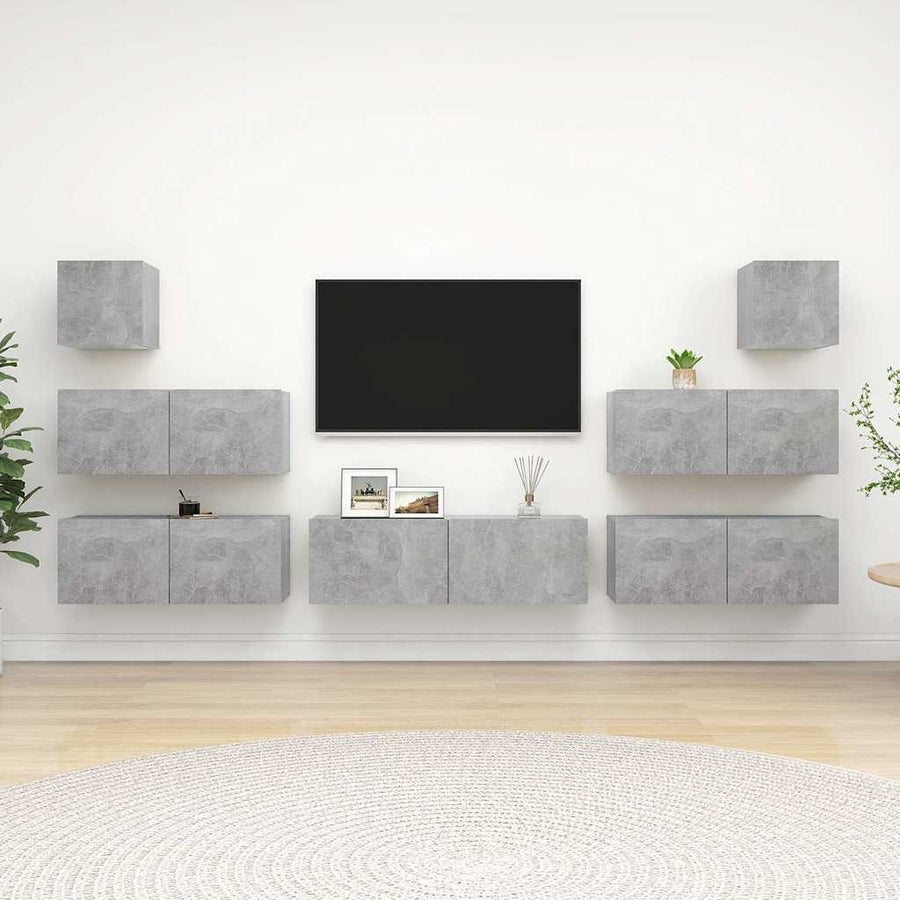 7 Piece TV Cabinet Set Concrete Grey Engineered Wood