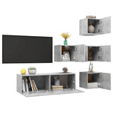 5 Piece TV Cabinet Set Concrete Grey Engineered Wood - Side View