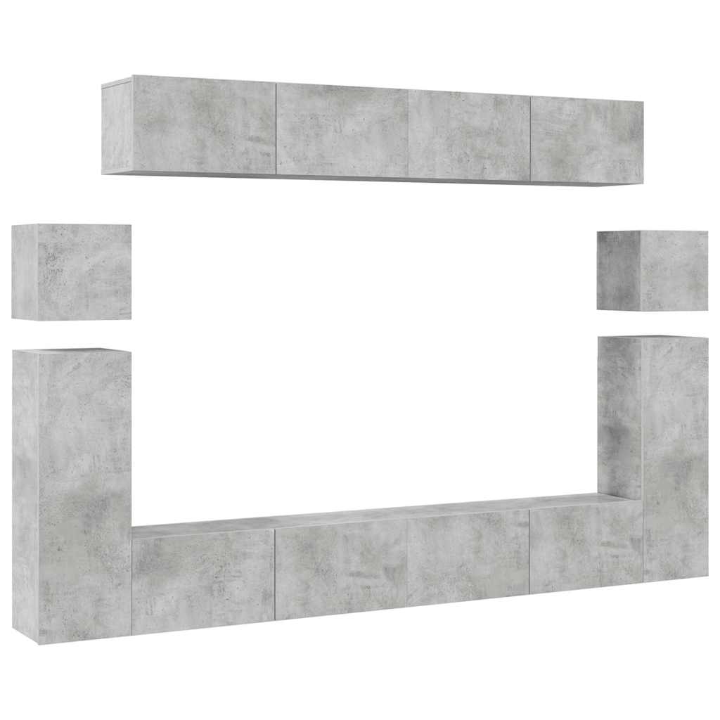 8 Piece TV Cabinet Set Concrete Grey Engineered Wood