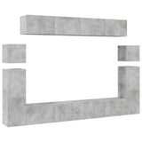 8 Piece TV Cabinet Set Concrete Grey Engineered Wood