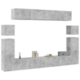8 Piece TV Cabinet Set Concrete Grey Engineered Wood - Side View