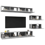6 Piece TV Cabinet Set Concrete Grey Engineered Wood - Side View