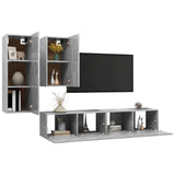 4 Piece TV Cabinet Set Concrete Grey Engineered Wood - Side View