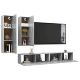 4 Piece TV Cabinet Set Concrete Grey Engineered Wood - Side View