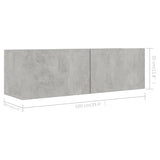 4 Piece TV Cabinet Set Concrete Grey Engineered Wood - Low Angle