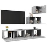 4 Piece TV Cabinet Set Concrete Grey Engineered Wood